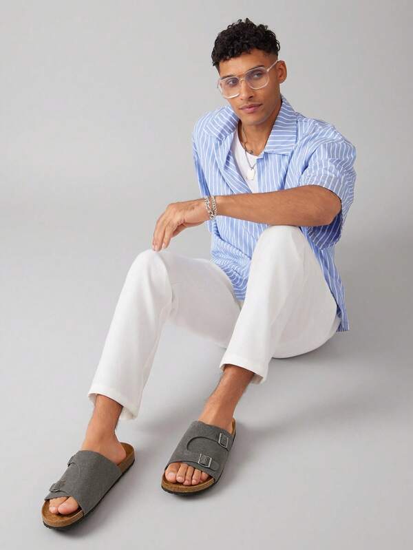 SHUZIA Men's Comfortable Arch Support Adjustable Strap Cork Footbed Sandals