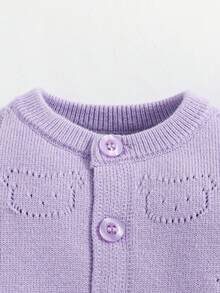 SHEIN Newborn Baby Boy Casual Round Neck Long Sleeve Cute Bear Knitted Cardigan Fall Winter