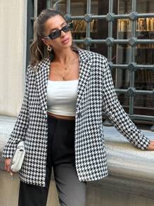 Women, Autumn, Regular Length, Regular Fit, Lining, Coket, Check, Black White, Premium Quality - Multicolor - View 1