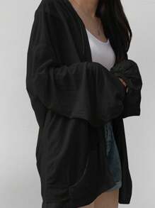 DAZY 女式超大号连帽开衫，背面印花，轻便休闲外套，白色，春夏秋季超大号 T 恤女式夹克，秋季女装