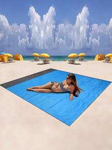 1 pieza Alfombra multiusos impermeable para exteriores - Alfombra plegable para playa y picnic con bolsa de almacenamiento con cordón, alfombra a prueba de humedad para camping, alfombra para piso de patio de casa, alfombra de viaje portátil, fácil de limpiar