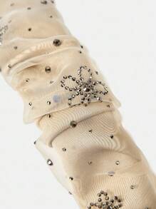 MOTF PREMIUM RHINESTONE FLORAL PATTERN MESH HEADBAND - Apricot - View 6