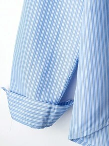 Franclia Women's Stripe Print Front Button Casual Long Sleeve Shirt Fall Cloth For Women