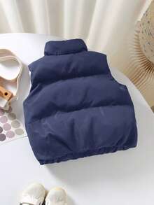 SHEIN Baby Mädchen Allround Baumwoll-Steppweste, einfach und vielseitig für Herbst/Winter - marineblau - Übersicht 2