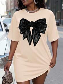 SHEIN EZwear Plus Size Summer Casual Butterfly Print Short Sleeve T-Shirt