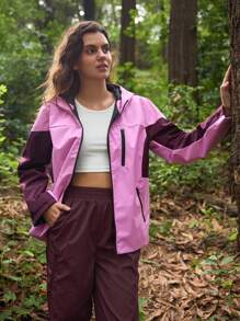 In My Nature Chaqueta cortavientos con capucha y bloques de color para mujer, chaquetas con capucha, chaquetas con bloques de color rosa y marrón, chaquetas con contraste de color, chaquetas casuales con cremallera frontal, chaquetas cortavientos para exteriores, chaquetas casuales para exteriores, chaquetas para senderismo, chaquetas casuales para mujer, chaquetas para correr, chaquetas para senderismo para mujer, chaquetas de activewear, abrigos de otoño e invierno, chaquetas abrigadas, chaquetas para senderismo al aire libre, chaquetas transpirables, chaquetas versátiles, chaquetas para senderismo al aire libre con bolsillos, chaquetas gruesas MANTENER CALIENTE, chaquetas de softshell, chaquetas impermeables, chaquetas de moda para mujer, impermeables, chaquetas repelentes al agua, chaquetas acolchadas - Rosa - Ver 2