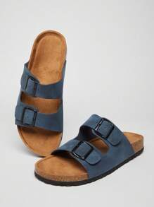 SHUZIA Giày sandal đế bần Nub Blue Blue AZ Cork hai quai khóa thiếc cổ điển dành cho nam - Thiết kế cao cấp, hỗ trợ vòm chân và phong cách từ du thuyền đến phố - Màu xanh hải quân - Xem 5