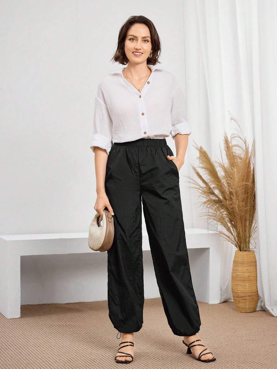 Women's Casual Sun-Protective Trousers Autumn Women's Drawstring Hem To Prevent UV Rays Daily Outing Holiday Modest Pants Teacher