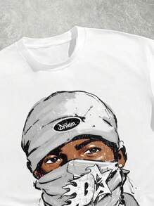 Manfinity Roghcode Áo thun in hình toàn bộ cỡ lớn OEM (Cổ rộng) - trắng - Xem 2