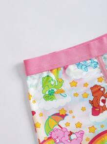 SHEIN X Care Bears 加大码字母和卡通熊图案吊带背心和平角裤内衣套装 - 粉色 - 查看 3