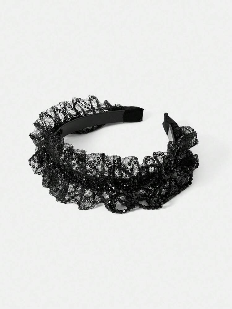 SEQUIN CONTRAST MESH HEADBAND