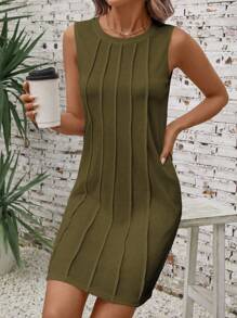 SHEIN LUNE Women's Knit Crew Neck Sleeveless Casual Dress, Spring/Summer