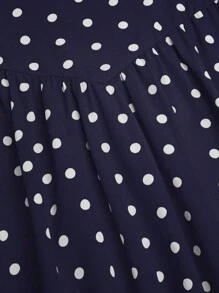 Sweetra Plus Size Romantic Polka Dot Colorblock Princess Dress - Royal Blue - View 7