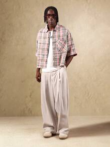 SUMWON Retro Rutig Skjorta Med Broderad Märke Casual Boxig Kortärmad Klassisk Sommar Vår Festival Streetwear Topp - Multifärgad - Visa 4