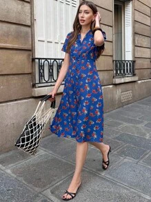 Pariaura New French Temperament European And American Style Short Sleeve Printed Ladies Dress Country Concert Outfit Casual Dresses For Woman Summer Dress Roupa Para A Universidade