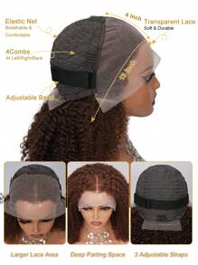 Density Pro 4# 非洲卷发 13x4 蕾丝前假发 真人发质假发 弹性卷发假发 200% 密度蕾丝前假发 女士适用 - S4 - 查看 7