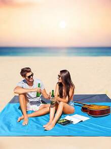 1 pieza Alfombra multiusos impermeable para exteriores - Alfombra plegable para playa y picnic con bolsa de almacenamiento con cordón, alfombra a prueba de humedad para camping, alfombra para piso de patio de casa, alfombra de viaje portátil, fácil de limpiar