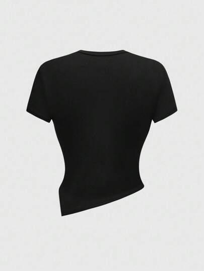 Kawaii J-Fashion Fashionable Lace Heart Hollow Cross Neck Embroidery Asymmetrical Hem Blouse