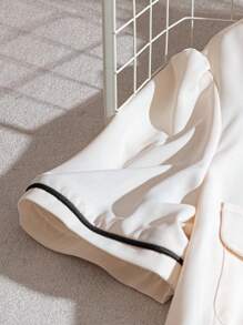 GlowEve Bộ trang phục công sở 2 món cho nữ: Áo cánh tay ngắn và chân váy xếp ly chữ A - màu đen - Xem 5