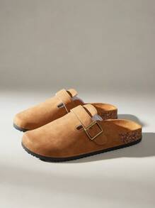 Solecia 女士时尚厚底拖鞋，方形扣设计 - 駝色 - 查看 2