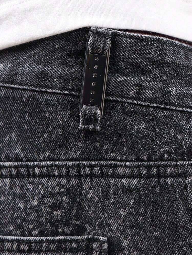 Sparkle Effect Baggy Wide Leg Denim Jeans