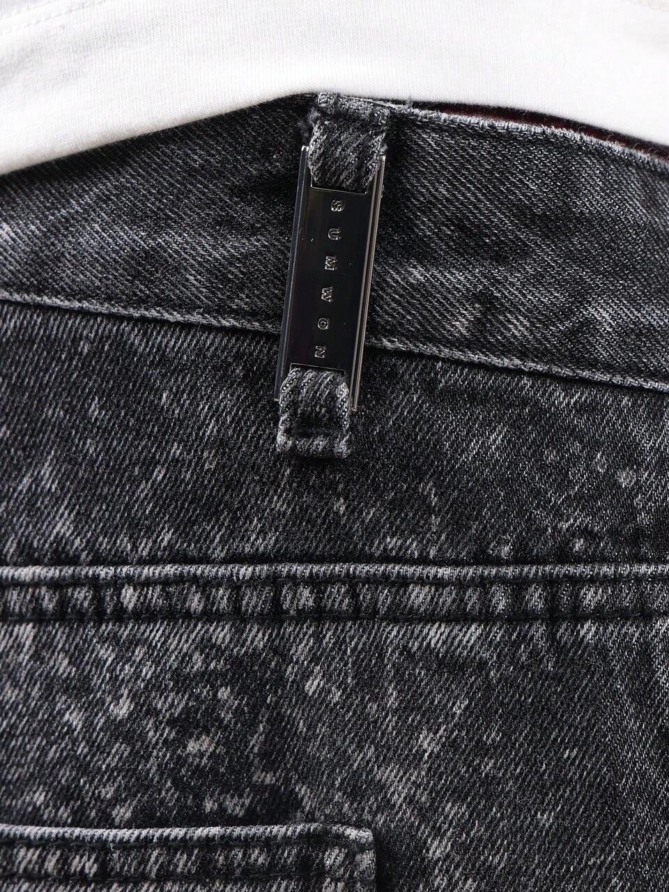 Calça Denim larga com efeito brilhante e perna larga