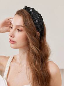 MOTF PREMIUM GLITTER SQUINS CRISS-CROSS HEADBAND - Black - View 8