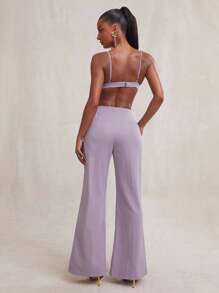 NYA SZN 裤子 高腰休闲裤 柔软针织喇叭裤 节日裤 女士套装的一部分 - 紫色 - 查看 6