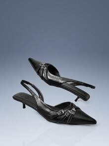 CUCCOO GRLICON Women's Fashion Black Punk Style High Heel Pumps