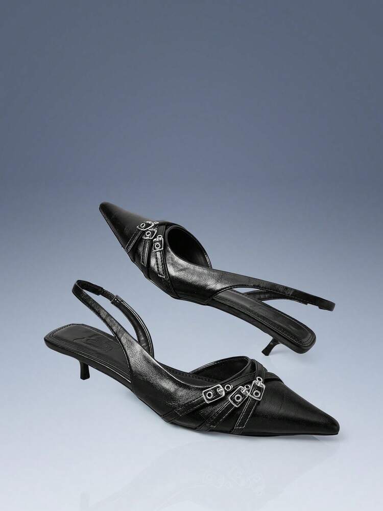 CUCCOO GRLICON Women's Fashion Black Punk Style High Heel Pumps