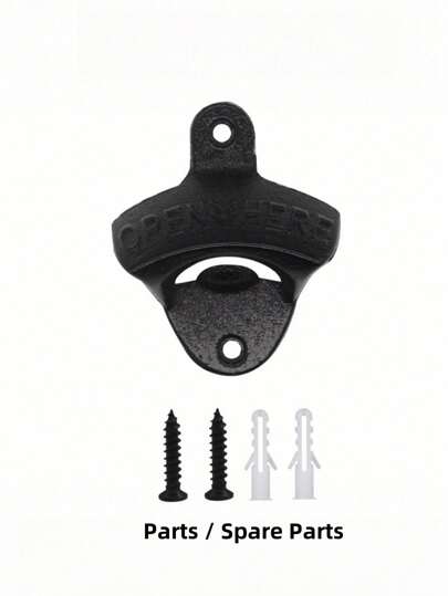 Goth 1pc Iron Wall Mounted Bottle Opener (Metal Accessories Only!No Basket)- Beer Opener With Clock, Hanging Can Opener For Kitchen, Bar, BBQ - Fixed Wall Mount Opener Tool For DIY Pub Decor, Solid Metal Cork Puller Gadget With Hooks