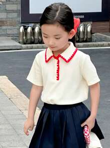 Dazy Kids 适合秋季穿着的女童T恤 - 杏色 - 查看 7