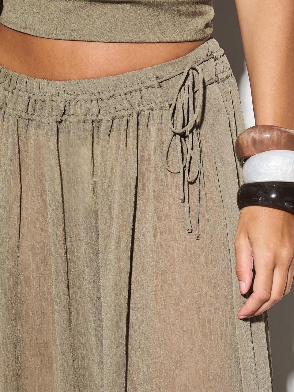 KIZN Crinkle Chiffon Maxi Skirt With Lace Insert