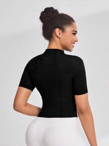 Gameset SHEIN Sport 2 Pieces Women's Tight Fit Mock Neck Short Sleeve Active Jacket, Sexy For Running, Fitness Workout, Outdoor Activities