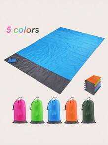 1 pieza Alfombra multiusos impermeable para exteriores - Alfombra plegable para playa y picnic con bolsa de almacenamiento con cordón, alfombra a prueba de humedad para camping, alfombra para piso de patio de casa, alfombra de viaje portátil, fácil de limpiar