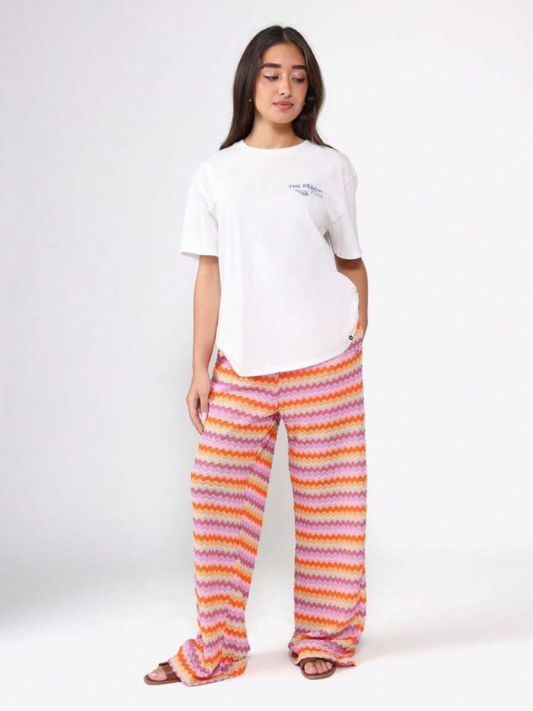 Wide Leg Palazzo Pants With Zig Zag Pattern