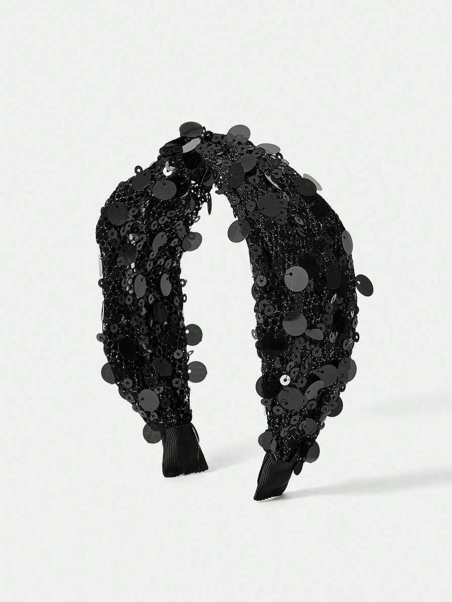 MOTF PREMIUM GLITTER SQUINS CRISS-CROSS HEADBAND - Black - View 1