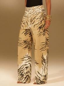 Denimoi 渐变色斑马纹直筒牛仔裤 - 彩色 - 查看 3