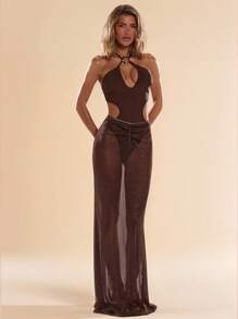 SHEIN BAE Maillot de bain une pièce vintage pour femmes, idéal pour les vacances à la plage