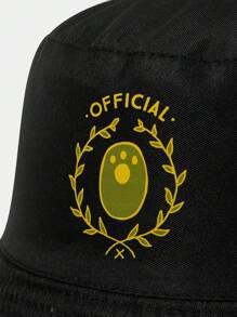 We Bare Bears X SHEIN Cute Cartoon Printed Reversible Bucket Hat - Black - View 4