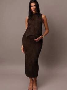 MaterniChic Fall Women Clothes Maternity Two-Piece Suits Fall Women Clothes - Brown - View 4