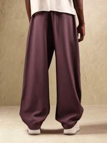 SUMWON 褶裥阔腿职业裤奢华垂坠运动裤优雅飘逸超大码派对晚礼服 - 淺灰紫 - 查看 2