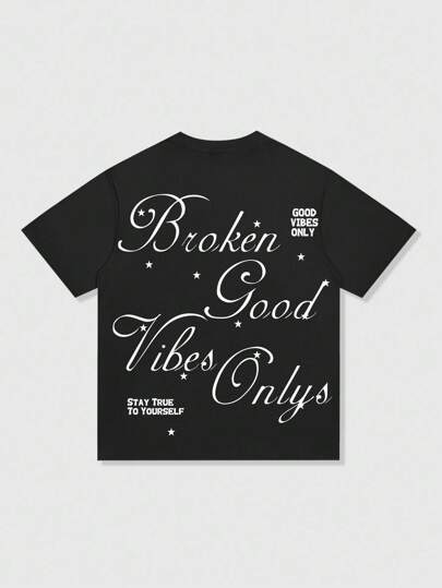 Goth Men's High Street Vintage Lip Round Neck T-Shirt, Spring/Summer