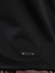 SUMWON 无袖背心，情感缺失图案印花，夏季节日毛边露脐肌肉宽松版型，街头风简约宣言休闲款 - 黑色 - 查看 6