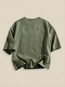 EASEVO Men Plus Size Loose Embroidered Round Neck Short Sleeve T-Shirt, Suitable For Summer,Fall