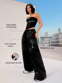 GLOWMODE Studio Flow Jogginghose mit gewebten Taschen, Kordelzug in der Taille, verstellbare Beinöffnung, reflektierend, weite, oversized Form, für Low-Impact Tanz, Yoga, Pilates, Barre, Studio und alltägliche Freizeitgestaltung
