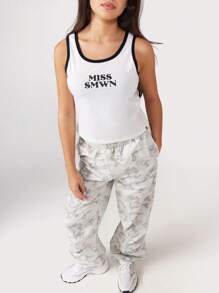 SUMWON Ensemble coordonné débardeur et pantalon large de combat Miss SMWN. Tenue pour l'été, festivals de rue. Collection deux pièces mode avant-gardiste