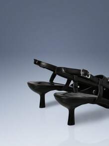 CUCCOO GRLICON Women's Metal Eyelets High Heel Pumps, Y2K Punk Rock Outfit - Black - View 4