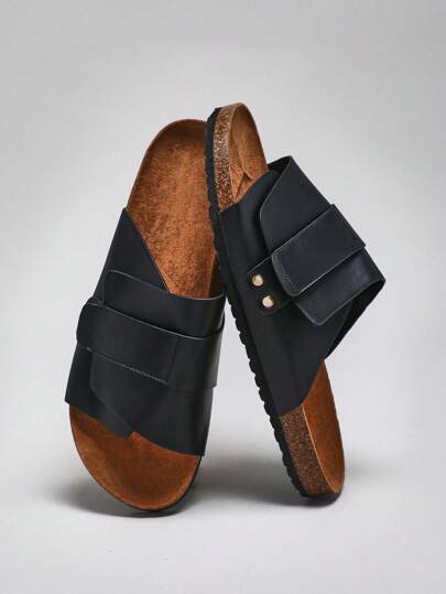 SHUZIA Men's Comfortable Arch Support Adjustable Strap Cork Footbed Sandals