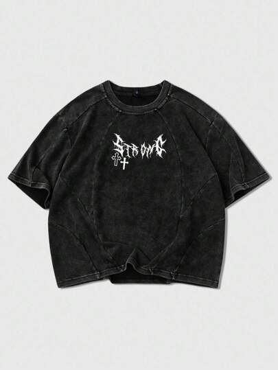 Goth قميص تي شيرت للرجال بطبعة فصوص الثلج، مناسب للارتداء اليومي خلال الربيع والصيف